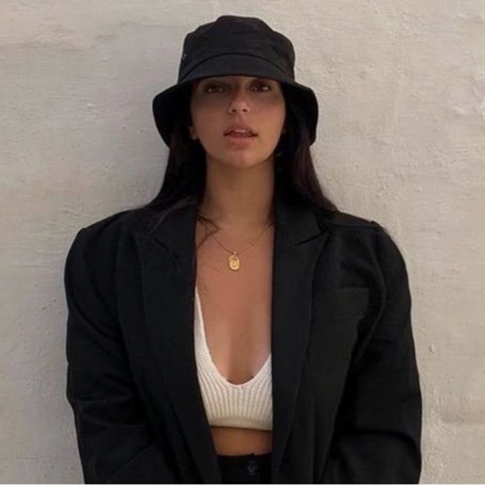 Vintage Black Woven Bucket Hat